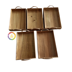 Vente chaude ensemble de plateaux en bois d'acacia-plateaux de service-prêt à charger - Product Image 1