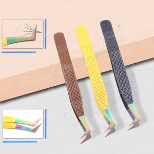 แหนบต่อขนตาแบบจับเพชร90องศาทำจากสเตนเลสสีดำสั่งทำฉลากความงามแบบส่วนตัว - Product Image 1