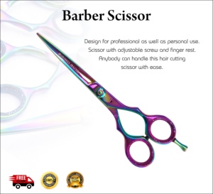 Salon professionnel coiffure pointe droite ensemble de ciseaux de coiffeur en acier inoxydable arc-en-ciel céramique beauté ciseaux de coupe de cheveux - Product Image 3