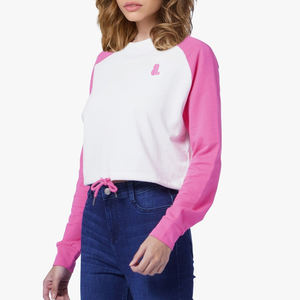 Sudadera de cuello redondo con bordado raglán para mujer, 300g, peso de tela, impresión Digital, mangas completas informales de invierno, servicio OEM - Product Image 4