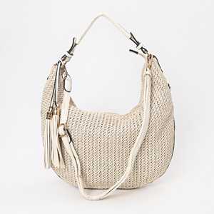 Bolso Hobo de Rafia Tejida Color Crema GangesGrain con Borla, Accesorio de Moda para Mujer - Product Image 5