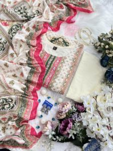 ผ้าไหมลายกล้วยมัสลินพิมพ์ดิจิตอลชุดปากีสถานที่ตกแต่งอย่างสวยงามด้วยภาพพิมพ์ดิจิตอล - Product Image 6