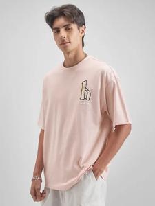 T-shirt pour homme surdimensionné en coton lourd uni de qualité supérieure, logo sur le devant, écologique, respirant, 280 g - Product Image 4