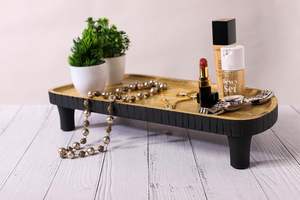 Plateau de service rectangulaire en bois asymétrique à base stable, lot de 2, ensemble combiné, article durable, disponible au prix le plus bas pour la vente - Product Image 4