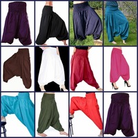 Pantalon sarouel unisexe en coton teint à la main de haute qualité, pantalon de yoga bohème d'été assorti avec taille libre