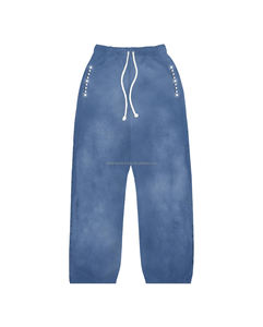 Survêtement de luxe pour hommes personnalisé Baggy 500 Gsm français éponge pantalons de survêtement à capuche ensembles pour bouffée impression empilé évasé solide motif - Product Image 3