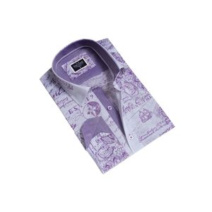 Chemise à coupe standard vintage imprimée de cartes pour hommes - Product Image 1