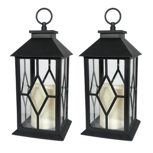 Moderno Metal y vidrio colgante vela linterna Color negro PC hecho a mano colgante vela linterna - Product Image 1
