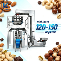 Machines d'emballage haute vitesse 120-150 sacs/min pour noix, plantains, fruits secs, chips, grains de café, machine de pesage et de remplissage