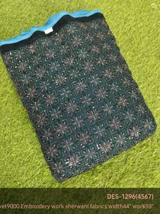 Tecidos sherwani de veludo viscose georgette bordados em sequência com desenho lehenga tingíveis multicoloridos