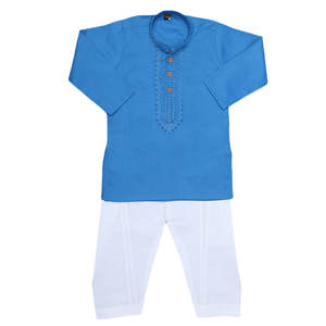 Costume Kurta Shalwar brodé pour garçons - Bleu - Product Image 1