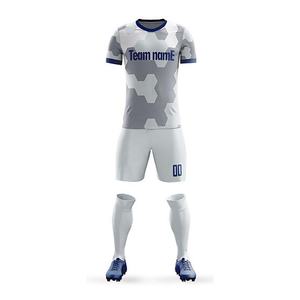 Adultos 100% Poliéster Blanco Personalizado Fútbol Jersey Uniforme de fútbol Venta al por mayor Hombres Fútbol Uniforme Kit Fútbol Jersey - Product Image 1