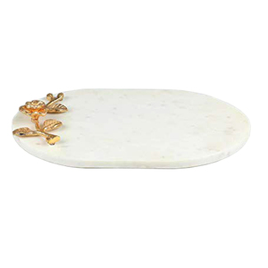 Irregular Shape Polished <b>Marble</b> Serving <b>Tray</b> with Golden Handles American Style Wedding Occasion Eco-Friendly High Quality - Product Image 4