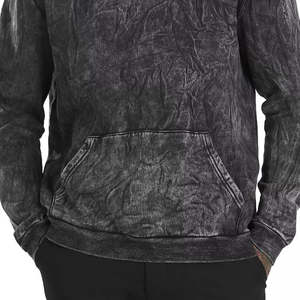 Sudadera con capucha de lana lavada con ácido de algodón 100% de alta calidad para hombres Fabricante de ropa de calle alta OEM Suministro de ODM de invierno Estampado sólido - Product Image 3