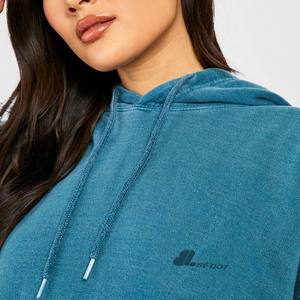 Chándal de algodón de calidad para mujer, ropa informal, ropa de calle de gran tamaño, chándal lavado con ácido y hombros caídos - Product Image 5