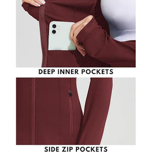 เสื้อแจ็คเก็ตซิปสำหรับผู้หญิง ผ้าไนลอนผสมสแปนเด็กซ์ ยืดหยุ่น ใส่สบาย เหมาะสำหรับโยคะ พิลาทิส และกีฬาอื่นๆ น้ำหนักเบา - Product Image 2