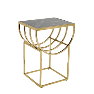 Wholesale Modern Steel Side <b>Table</b> with Tempered Marble Top and Stainless Steel Metal <b>End</b> <b>Table</b> Elegant Dining Chair Companion - Product Image 4