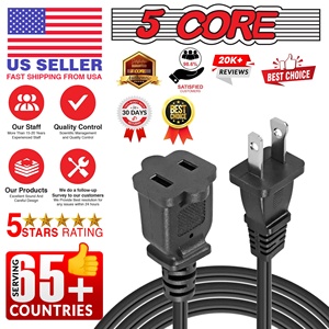 Cable de Alimentación CA de 5 Núcleos, 15 Pies, Polarizado Macho a Hembra de 2 Puntas, Cable de Extensión 16AWG 125V - Product Image 2