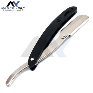 Rasoirs de barbier noirs et argentés, rasoirs droits pour barbe, outil de coupe aiguisé pour des rasages impeccables, système de verrouillage pivotant, personnalisation de la marque - Product Image 1