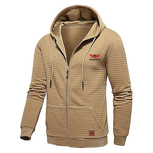 Sudadera con capucha de lana con cremallera sólida de algodón 100% personalizable para hombre, Sudadera ligera, chaqueta, moda cómoda y elegante - Product Image 1
