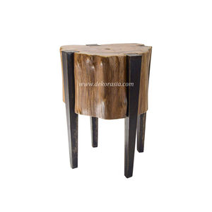 Table d'appoint industrielle en bois et métal, Tables en bois pour meubles de maison, Table de salon en bois massif - Product Image 1