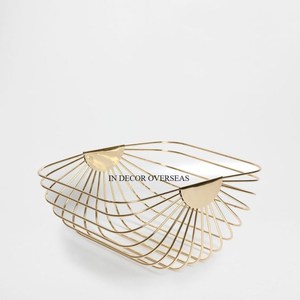 Fil métallique de qualité supérieure plaqué or de haute qualité fabriqué au look attrayant panier de rangement de fruits et de pain de créateur fantaisie fournitures - Product Image 4