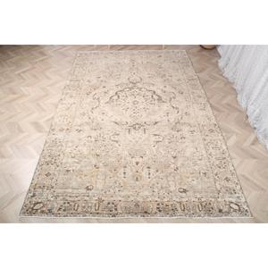 6.7x10.3 ft Vintage Rug, <b>Brown</b> Striped Turkish Rug <b>Wool</b> - Product Image 2