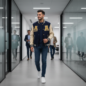 Chaqueta Universitaria de Béisbol con Logotipo Bordado Personalizado, Teñida, 100% Seda, Ecológica, Resistente al Viento, Transpirable, Estilo Vintage, Invierno, Unisex - Product Image 5