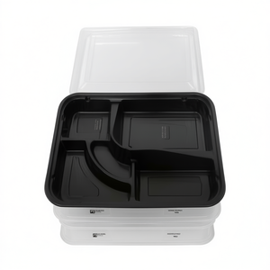 Scatola Bento Giapponese a 5 Scomparti con Coperchio e Base in PS per Pranzi - Product Image 1