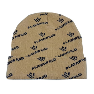 Custom Design All Cover Printed Logo Slouchy Acrylic Winter Beanie Knitted Logo Winter Crochet Beanie <b>Hats</b> - Product Image 3