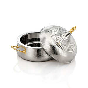 Stainless Steel <b>Food</b> Serving Hot Pot With Handles Finest Quality <b>Gold</b> And Silver <b>Color</b> Casserole Pot For Sale - Product Image 5