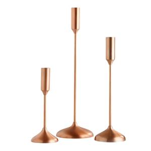 Juego de 3 Candelabros Modernos de Metal Chapado en Cobre, Color Oro Rosa, Altos, para Decoración del Hogar, Centros de Mesa para Bodas y Cenas - Product Image 1