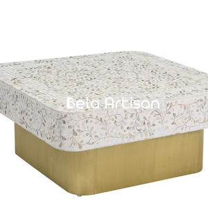 Table basse en bois UrbanLuxe, table de salon carrée moderne avec finition en bois naturel et rangement - Product Image 6