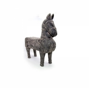 Artículos de decoración del hogar hechos a mano característica OEM calidad Material L65 x H69 x W21cm madera antigua caballo grande artesanía Vietnam - Product Image 2
