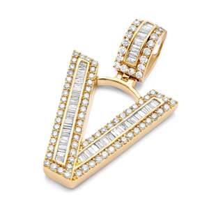 Iced Out 925 Sterling Silver Moissanite Initial 'V' Pendentif Design Personnalisé Nom Initiale Pendentif Hip Hop Bijoux Cadeau Pour Lui-Elle - Product Image 2