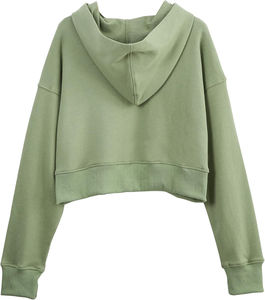 Sudadera con capucha recortada con logotipo personalizado para mujer, venta al por mayor, chándal de manga larga de algodón, Tops cortos, sudadera para correr de invierno - Product Image 2