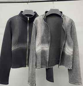 Chaqueta con Cremallera Gruesa Personalizada, Chaqueta de Otoño para Hombre, Cardigan con Lavado Ácido, Sudadera Corta con Cuello Alto, Sudadera con Capucha Cortavientos para Hombre - Product Image 6