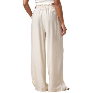 Pantalon large décontracté en tissu ivoire tissé avec cordon de serrage pour femme – Léger et moderne pour un style de vie actif - Product Image 2