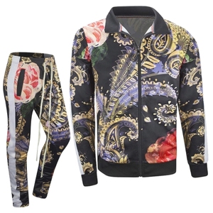 Trendy Men's Eco-Friendly Polyester Streetwear Tracksuit with <b>Full</b> <b>Zip</b> <b>Hoodie</b> and Sweatpants Sublimated Sportswear Set - Product Image 1