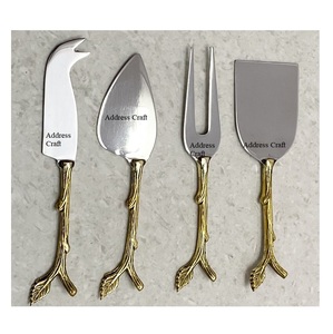 Ensemble d'outils de coupe de fromage en acier inoxydable avec poignée en feuille de laiton, Gadget de cuisine, vente en gros, cadeau de noël - Product Image 6