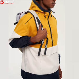 Latest Design High Quality Custom Logo Colors <b>Thin</b> Eco-Friendly Canvas <b>Waterproof</b> Windproof Hooded Windbreaker <b>Jacket</b> for Men - Product Image 2