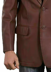 High Quality 100% Genuine Leather British Style Casual <b>Slim</b> <b>Fit</b> <b>Blazer</b> for <b>Men</b> Breathable Lining Pockets Winter Business Jacket - Product Image 4