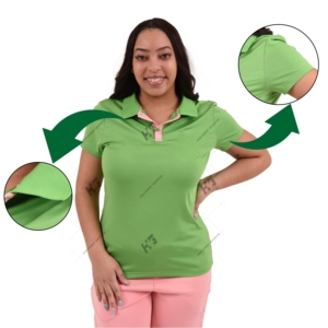 Polo AKA jacquard vert avec patte de contraste rose AKA 1908 rose jacquard tissé encolure intérieure aka polo - Product Image 1