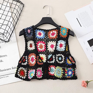 <span class=keywords><strong>Gilet</strong></span> en <span class=keywords><strong>crochet</strong></span> à motif floral style doux, col en V, cardigan ajouré court tricoté à la main pour <span class=keywords><strong>femme</strong></span>, idéal printemps-automne - Product Image 5