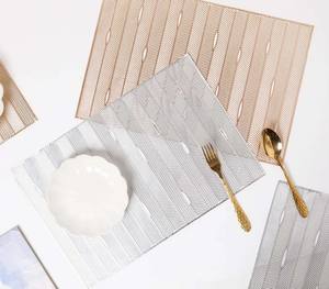 Stylish and Unique Rectangular <b>Gold</b> & Grey Metallic <b>Placemat</b> for Events Table Top Decoration For Home Hotel Restaurant Use - Product Image 1