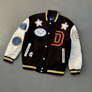 Chaqueta universitaria de invierno para hombre y mujer, parches de chenilla bordados de lona, estilo Vintage - Product Image 3