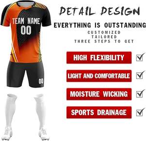 Tenues de football personnalisées pour hommes, impression par sublimation numérique, tissu respirant à séchage rapide, maquette de conception personnalisée gratuite - Product Image 2