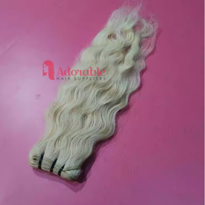 Mechones de cabello Remy indio virgen Rubio blanqueado, máquina suave, doble trama, extensiones alineadas con cutícula, cabello crudo, todos los colores teñibles - Product Image 3