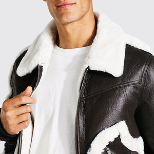 Genuine Leather Bomber <b>Jacket</b> With Faux Fur Lining Zipper Closure Winter Moto Biker Style Thick Regular <b>Fit</b> Leather <b>Jacket</b> - Product Image 5