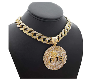 PTE forme glacé Hip Hop certifié pendentif en or 15 MM 20 "chaîne cubaine collier bijoux cadeau pour votre petit ami et ami - Product Image 1